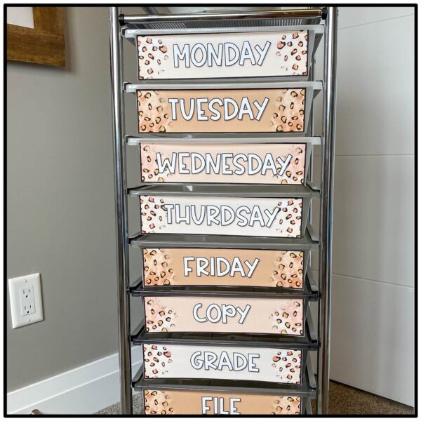10-drawer-rolling-cart Modern Leopard Rolling Cart Labels