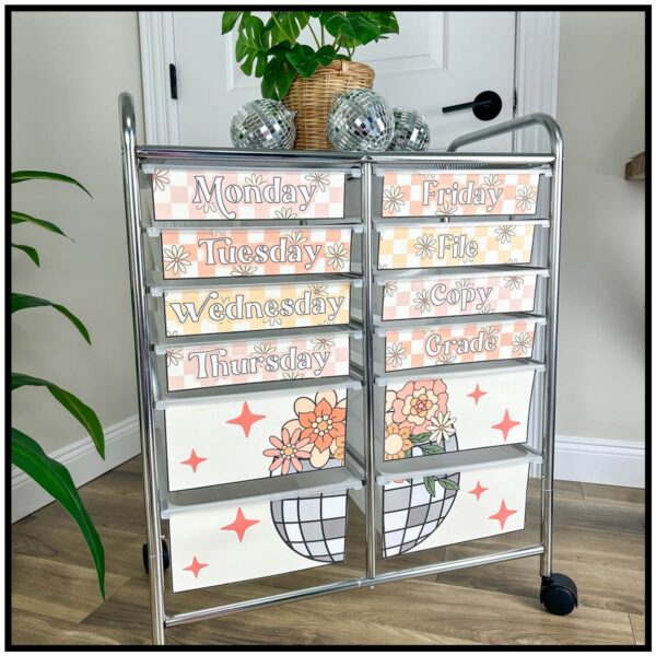 12-drawer-cart-labels Disco Floral Drawer Cart Labels