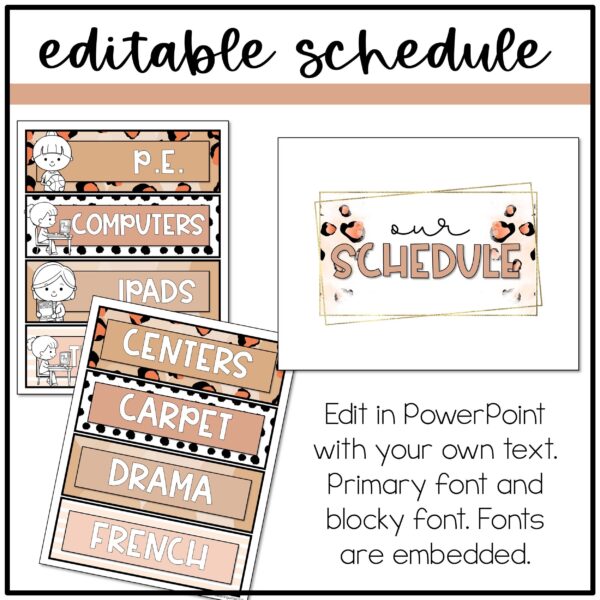 Animal Print Schedule Modern Leopard Daily Schedule Cards
