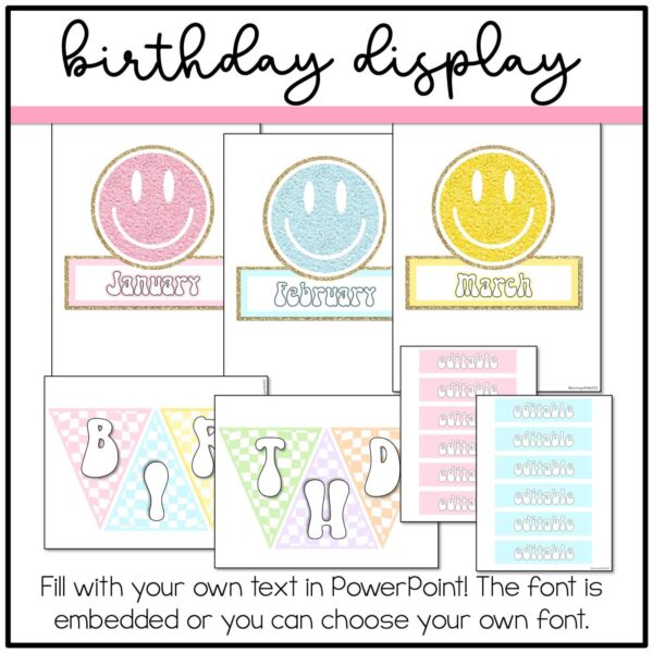 Classroom Birthday Display Retro Pastel Birthday Display