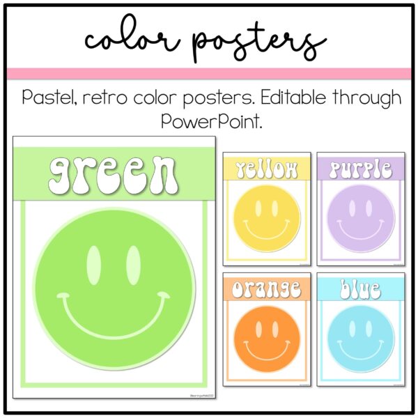 Classroom Color Posters Retro Pastel Color Posters