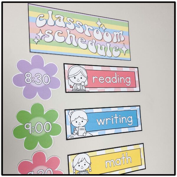 Classroom Schedule Display Retro Pastel Daily Schedule Cards