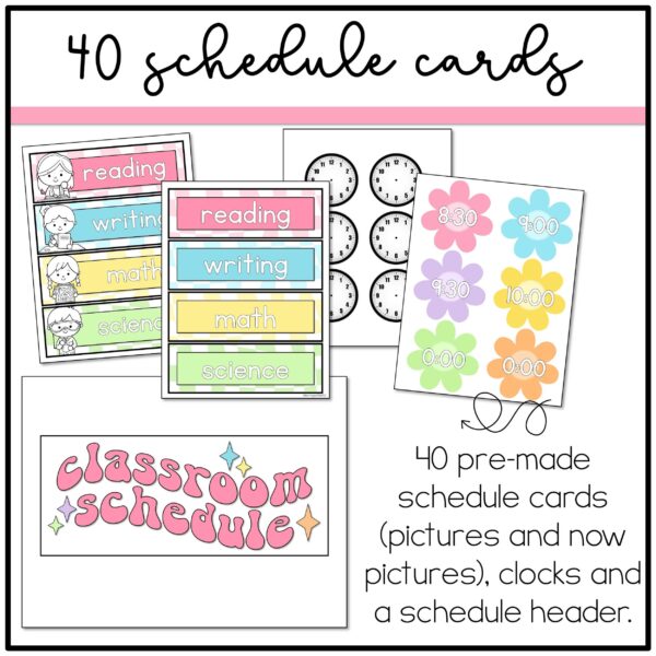 Daisy Classroom Schedule Retro Pastel Daily Schedule Cards