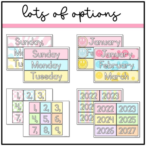 Date Flip Cards Retro Pastel Flip Calendar
