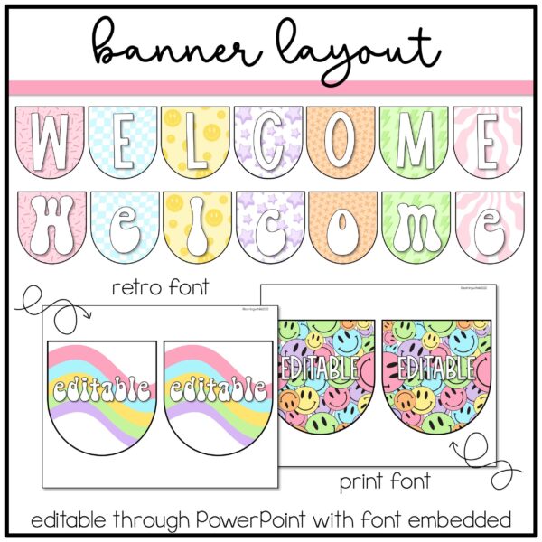 Editable Banner Retro Pastel Classroom Banner