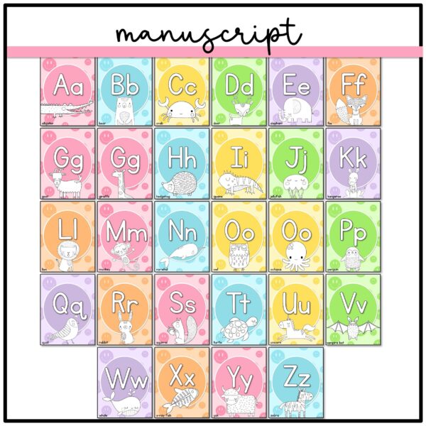 Editable Pastel Alphabet Posters Retro Pastel Alphabet Posters