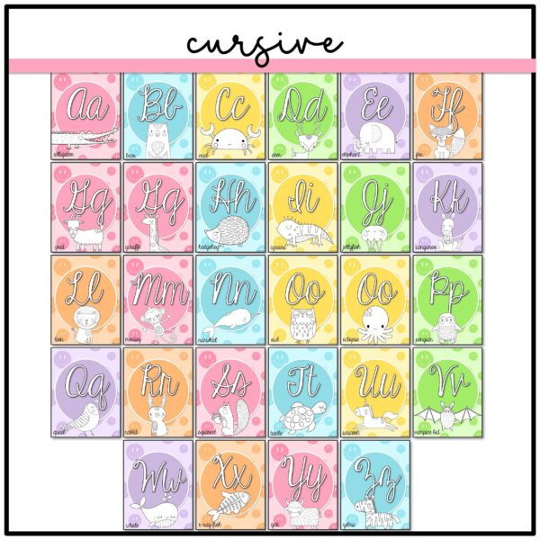 Happy Face Classroom Alphabet Retro Pastel Alphabet Posters