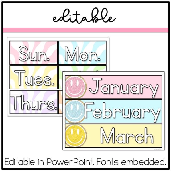Pastel Classroom Decor Retro Pastel Flip Calendar