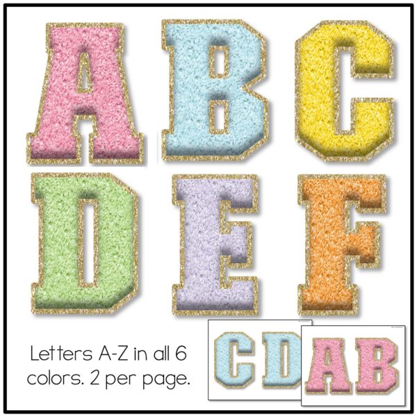 Patch Letters Retro Pastel Varsity Patch Letters