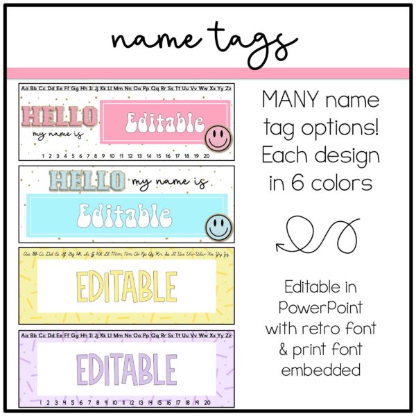 Retro Pastel Labels Retro Pastel Labels and Name Tags