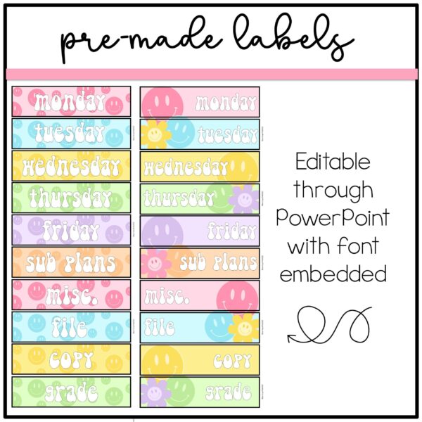 Slide3 Retro Pastel Rolling Cart Labels