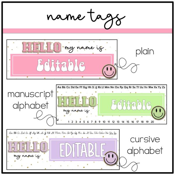 Retro Pastel Labels and Name Tags Retro Pastel Labels and Name Tags