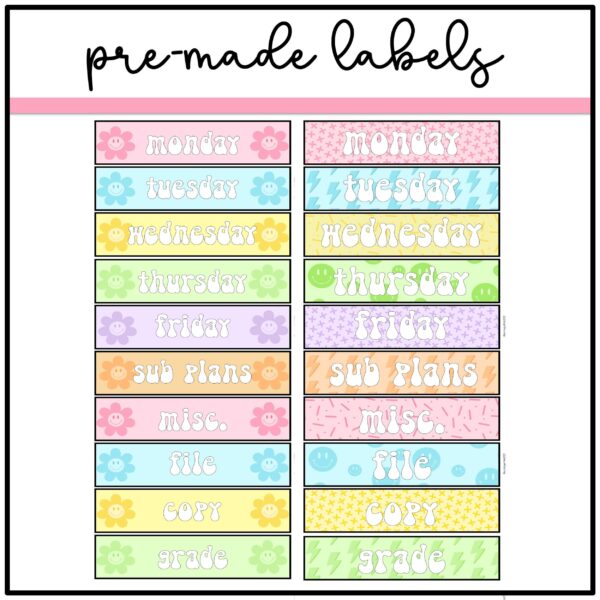 Slide4 Retro Pastel Rolling Cart Labels
