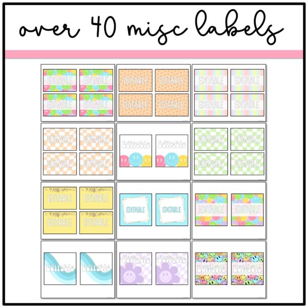 Smiley Face Classroom Labels Retro Pastel Labels and Name Tags