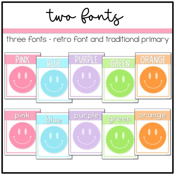 Smiley Face Color Posters Retro Pastel Color Posters