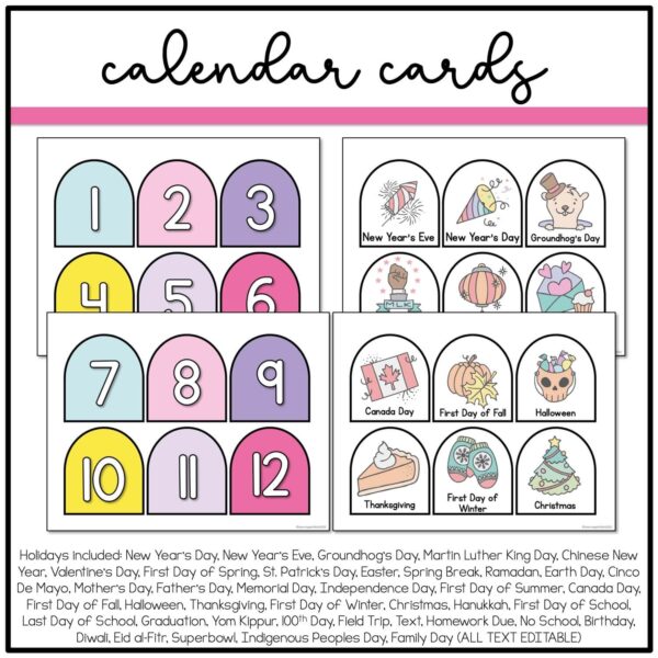 bright-classroom-decor happy brights calendar kit