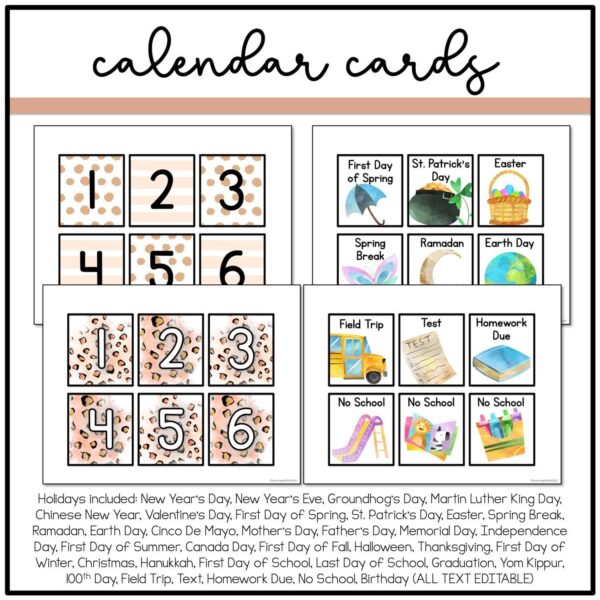 classroom-calendar Modern Leopard Calendar Kit