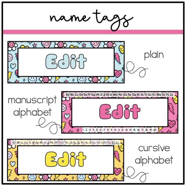 classroom-name-tags Happy Brights Labels and Name Tags