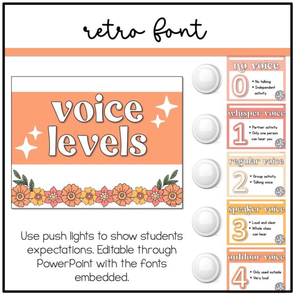 disco-voice-levels Disco Floral Voice Level Posters