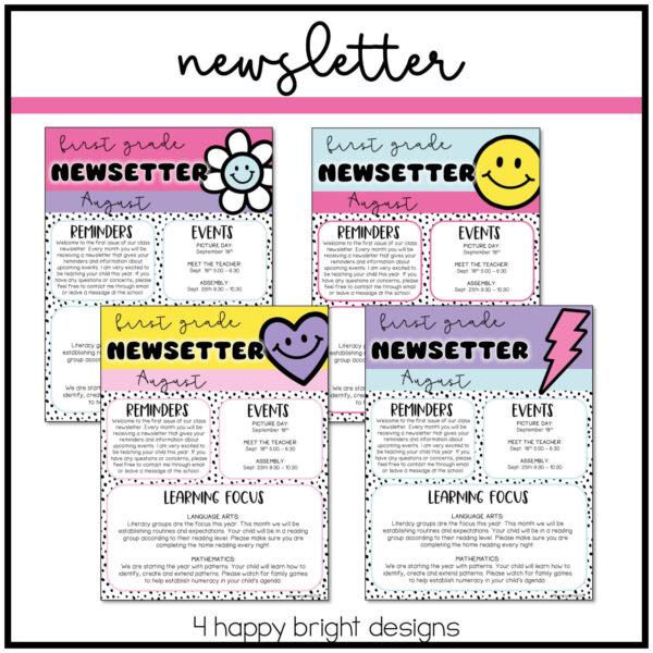 editable-classroom-newsletter Happy Brights Classroom Newsletter