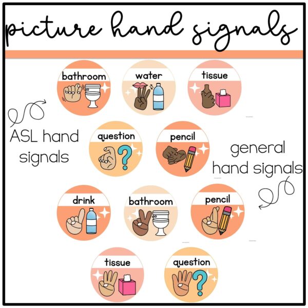 hand-signal-printable Disco Floral Hand Signals