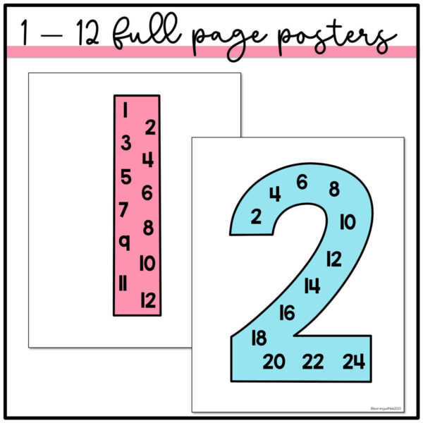 large-number-posters Retro Pastel Skip Counting Posters