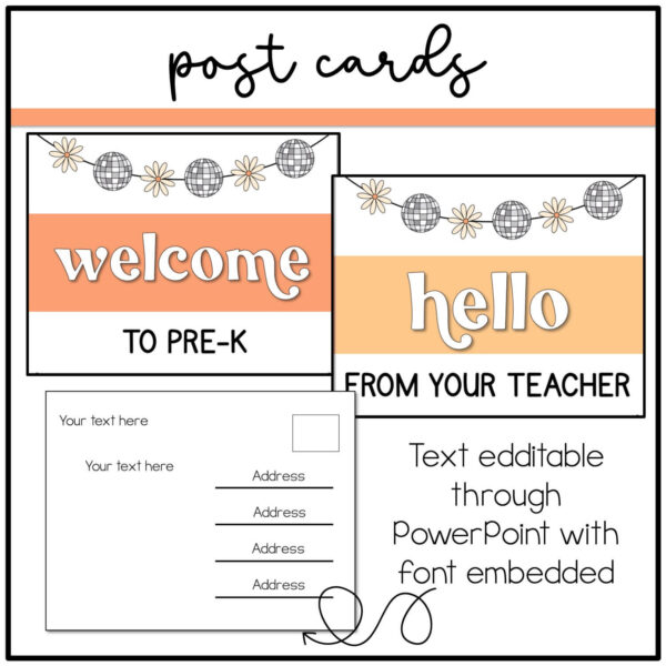 postcards-from-teacher Disco Floral PostCard Templates