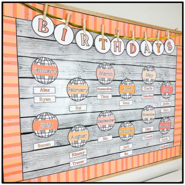 retro-birthday-bulletin-board Disco Floral Birthday Display