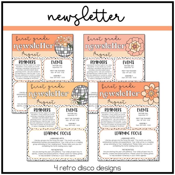 retro-classroom-newsletter Disco Floral Classroom Newsletter