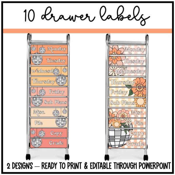 retro-rolling-cart Disco Floral Drawer Cart Labels