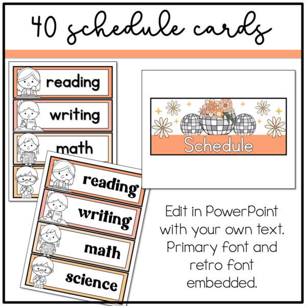 schedule-template Disco Floral Schedule Cards