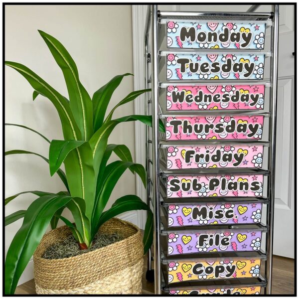 teacher-cart happy brights rolling cart labels