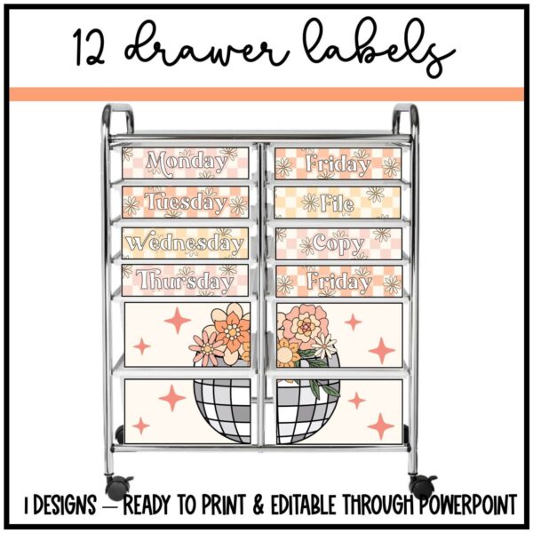 teacher-cart-labels Disco Floral Drawer Cart Labels