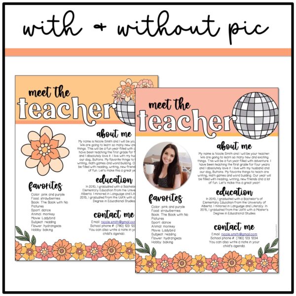 teacher-introduciton-letter Disco Floral Meet the Teacher