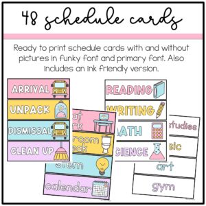 Pastel Schedule Cards