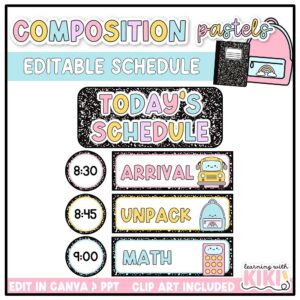 composition notebook classroom schedule